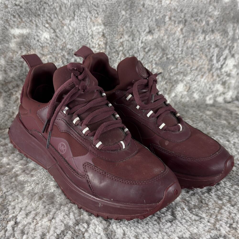 Michael Kors Size 8M FT22G Theo Sport Trainer Sneakers Lace Burgundy Walking